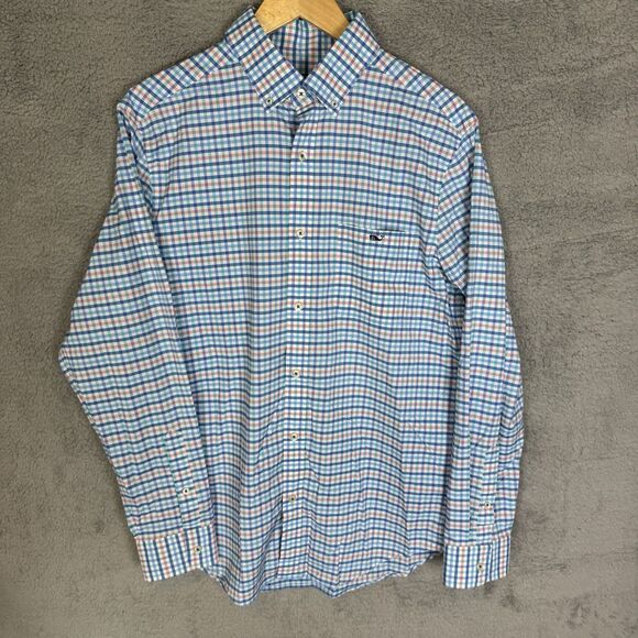 Vineyard Vines Shirt Mens M Blue Classic Fit Tucker Button Down Performance - Picture 1 of 7